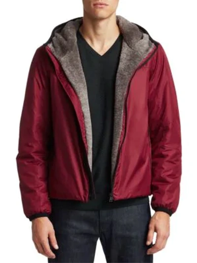 Shop Saks Fifth Avenue Men's Collection By Esemplare Eco Fur-lined Short Jacket In Burgundy