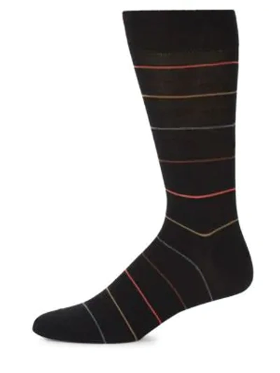 Shop Marcoliani Mid-calf Scala Stripe Cotton Socks In Black