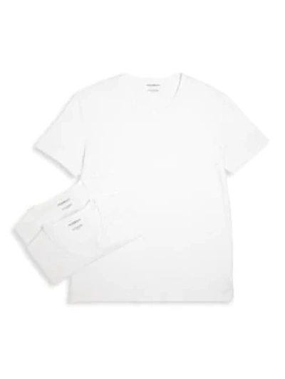 Shop Emporio Armani Men's Pure Cotton 3-pack V-neck T-shirts In White