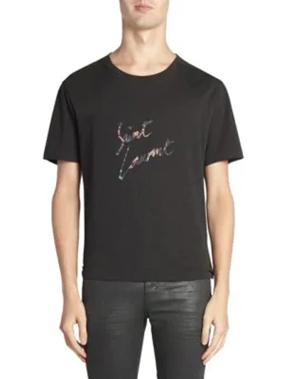 Shop Saint Laurent Animal Logo Tee In Black
