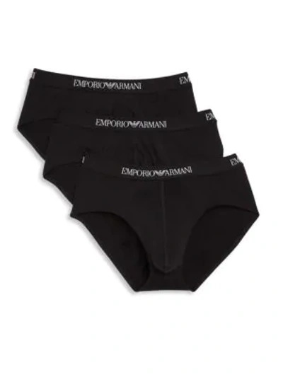 Shop Emporio Armani Men's Pure Cotton 3-pack Briefs In Black