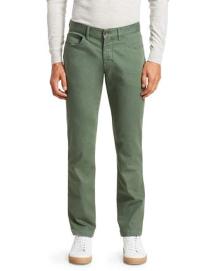 Shop Saks Fifth Avenue Collection Straight-leg Trousers In Sage