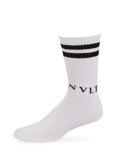 Shop Valentino Garavani Vltn Socks In White Black