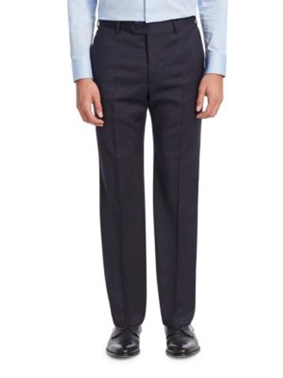 Shop Emporio Armani Men's Navy Wool Trousers