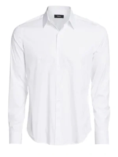Shop Theory Men's Sylvain Wealth Poplin Long-sleeve Shirt In White