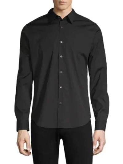 Theory Sylvain Mens Poplin Tab Collar Button-down Shirt In Black