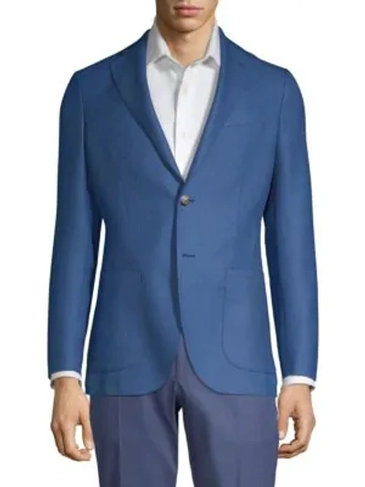 Shop Larusmiani Wool Knit Sportcoat In Blue