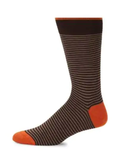 Shop Marcoliani Men's Palio Striped Crew Socks In Dark Beige