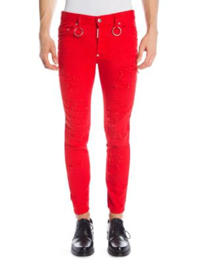 Shop Dsquared2 Ripped Skater Jeans In Red