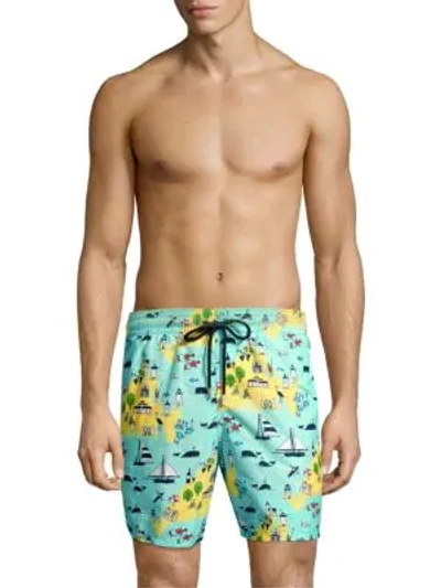 Shop Vilebrequin Martha's Vineyard Swim Trunks In Menthe