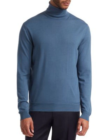Shop Ermenegildo Zegna Storm Cashmere Turtleneck Sweater In Blue