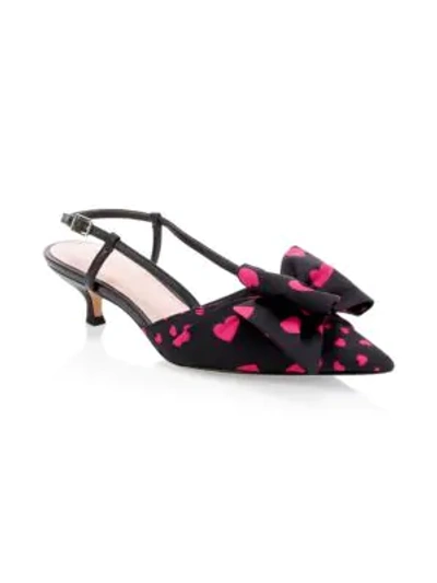 Shop Kate Spade Daxton Polka-dot Bow Slingbacks In Black