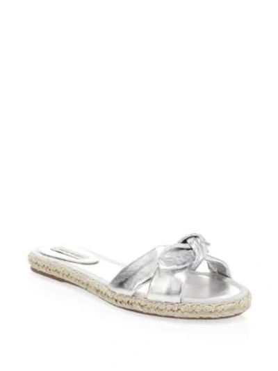 Shop Tabitha Simmons Metallic Leather Espadrille Sandals In Silver