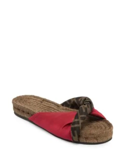 Shop Fendi Twist Logo Espadrilles In Red