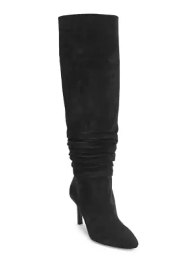 Shop Saint Laurent Mica Suede Slouchy Boots In Black