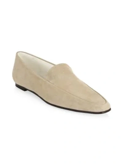 Shop The Row Minimal Suede Loafers In Tan