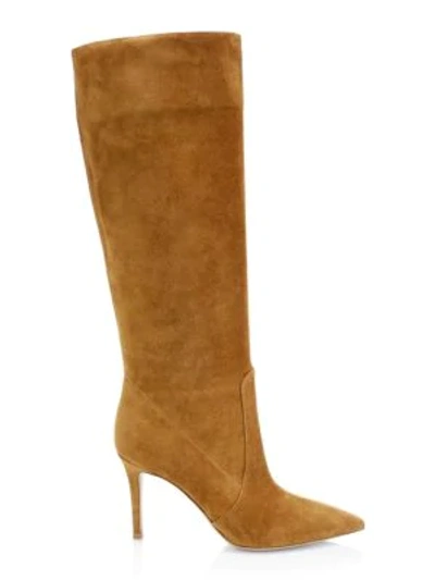 Shop Gianvito Rossi Tall Suede Boots In Almond
