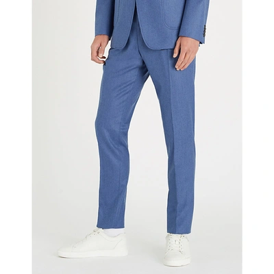 Shop Tiger Of Sweden Slim-fit Skinny Wool-flannel Trousers In Blue