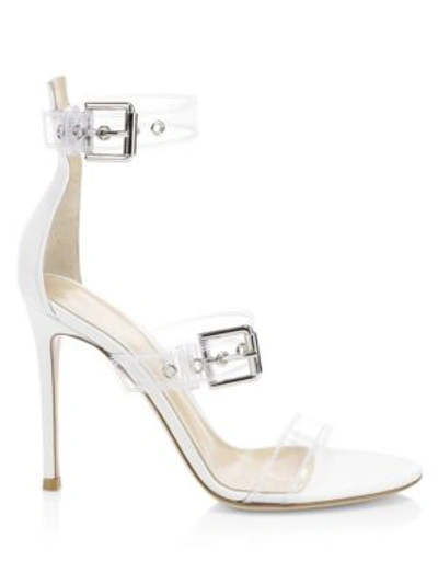 Shop Gianvito Rossi Clear Buckle Strap Sandals In White