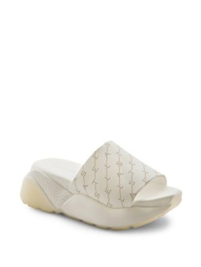 Shop Stella Mccartney Monogram Flatform Slides In White