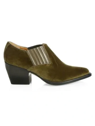 Shop Chloé Rylee Velvet Ankle Boots In Green