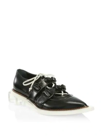 Shop Simone Rocha Scallop Perspex Heel Brogues In Black