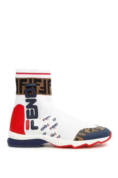 Shop Fendi Ff Socks Sneakers In Bia Ind Fiam Tabne|bianco