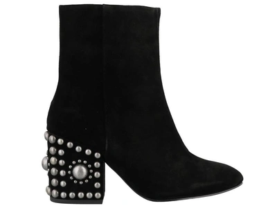 Shop Ash Era Pearl Embellished Heel Boots In Black