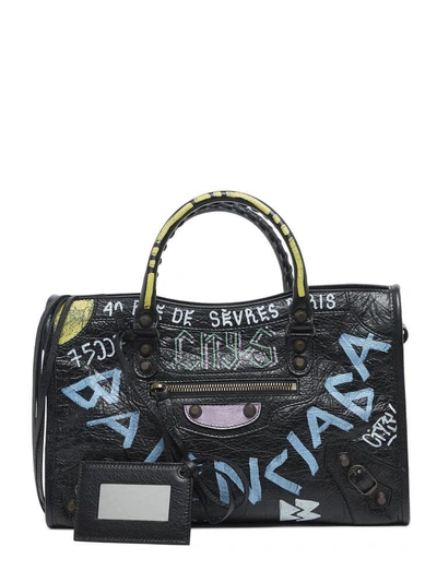 Shop Balenciaga Graffitit City S Tote Bag In Multi