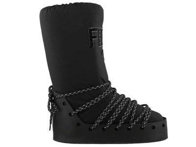 Shop Fendi Logo Moon Boots In Black