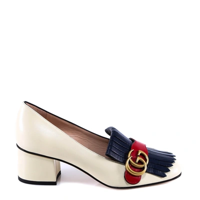 Gucci Marmont Fringed Logo-embellished Leather Pumps In White | ModeSens