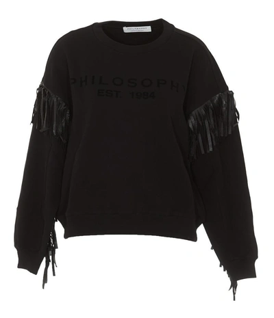 Shop Philosophy Di Lorenzo Serafini Fringed Sleeve Sweater In Black