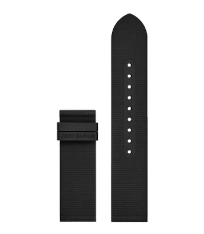 Shop Tory Burch Gigi Touchscreen Smartwatch Strap, Rubber, 20 Mm In Black
