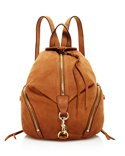 Shop Rebecca Minkoff Julian Medium Nubuck Leather Backpack In Almond Brown/gold