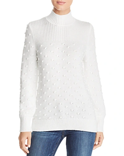 Shop Calvin Klein Popcorn Knit Mock Neck Sweater In Soft White