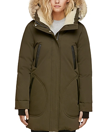 Shop Soia & Kyo Saundra Fur Trim Hooded Down Coat In Army