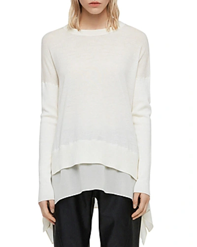 Shop Allsaints Libby Contrast-hem Sweater In Chalk White
