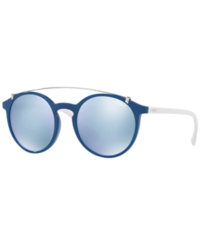 Shop Vogue Sunglasses, Vo5161s 51 In Dark Blue/ Green Mirror Silver