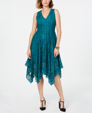 taylor v neck lace midi dress