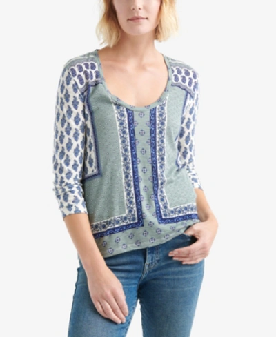 Shop Lucky Brand Placed Print Top In Blue Multi