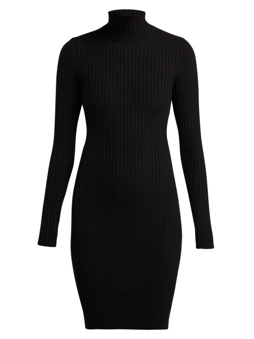 Wolford Rib-knitted Roll-neck Wool-blend Dress In Black | ModeSens