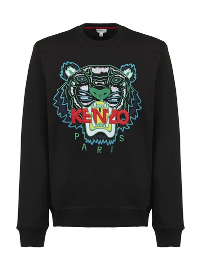 Shop Kenzo Tiger Appliqué Sweatshirt In Nero Multicolor
