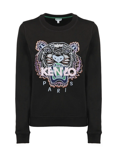 Shop Kenzo Tiger Embroidered Sweatshirt In Nero Multicolor