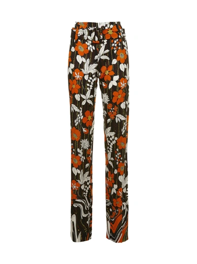 Shop Prada Trousers In Arancio Multicolor