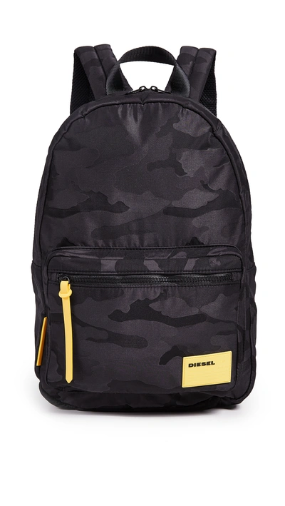 Shop Diesel Camo Backpack In Black