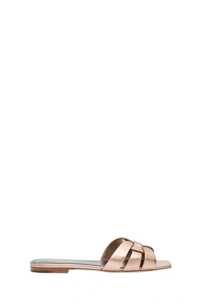 Saint Laurent Women's Tribute Metallic Leather Slides In Rosa
