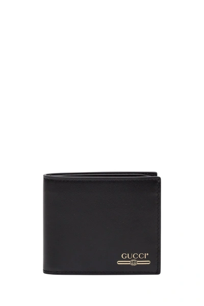 Shop Gucci Leather Wallet With Logo In Nero
