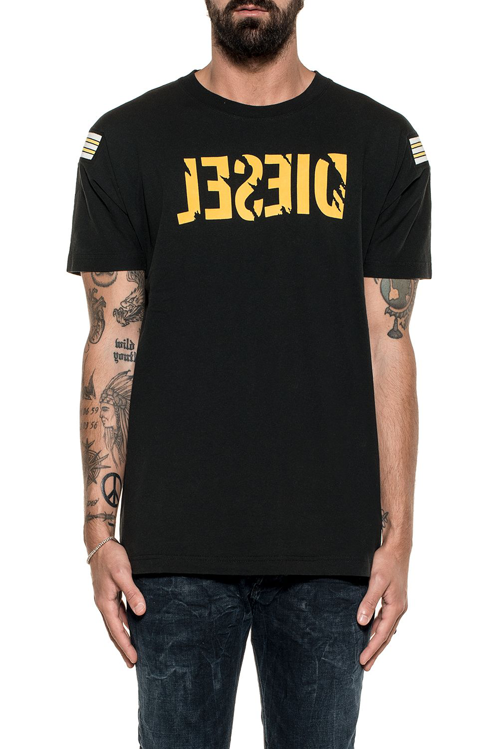 Diesel Yellow/black T-tryll Cotton Jersey T-shirt | ModeSens