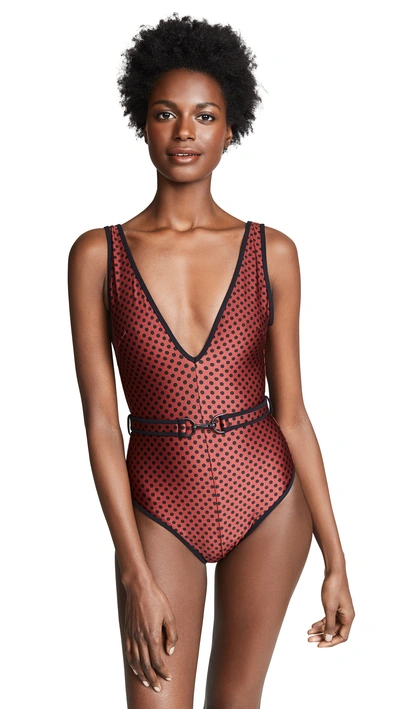 Shop Zimmermann Juno Belted One Piece In Red Dot