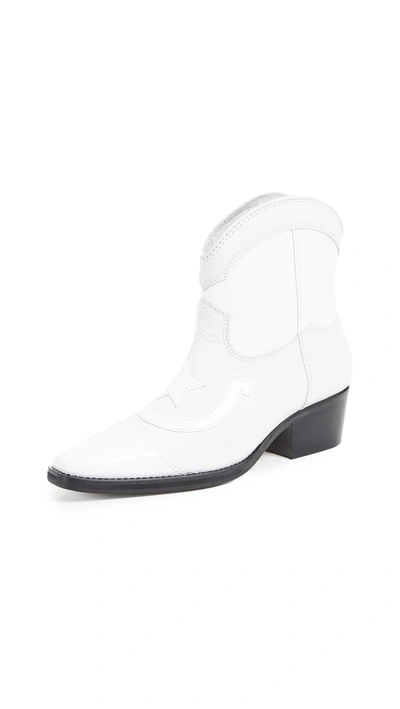Shop Ganni Low Texas Boots In Bright White